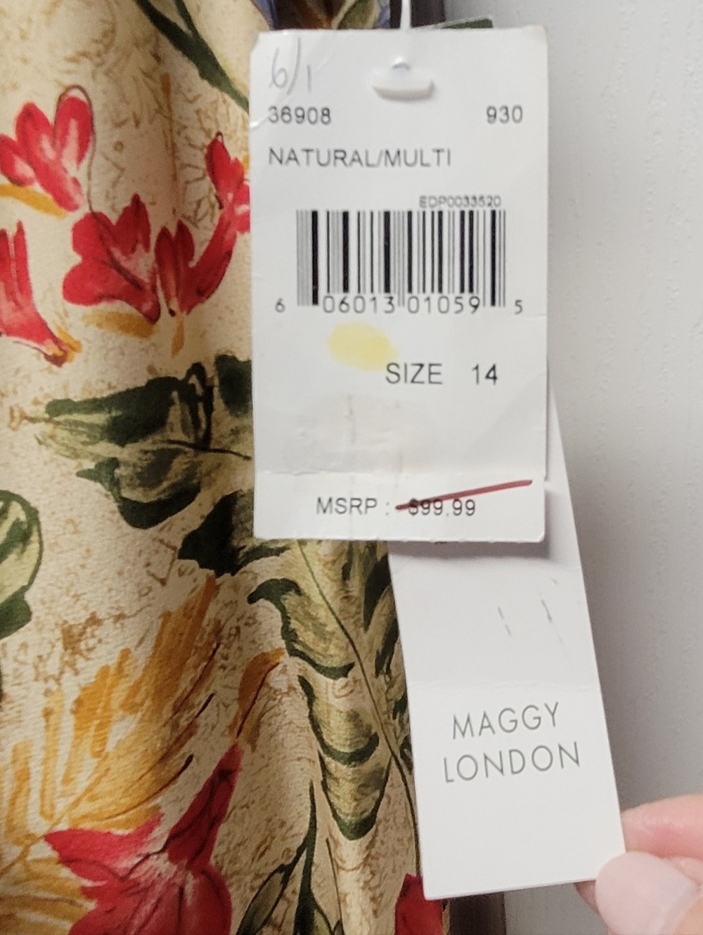 Maggy London Silk Vintage Open Back  Floral Maxi Dress Size 14 - Picture 3 of 11